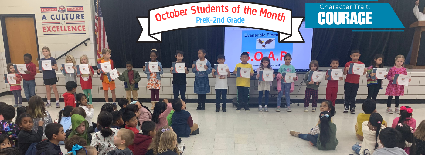 October Students of the Month PreK-2nd grade